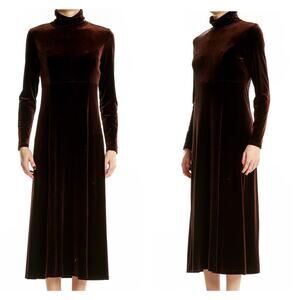 American Vintage MODA INT'L Brown Velvet Turtleneck Maxi Dress size large